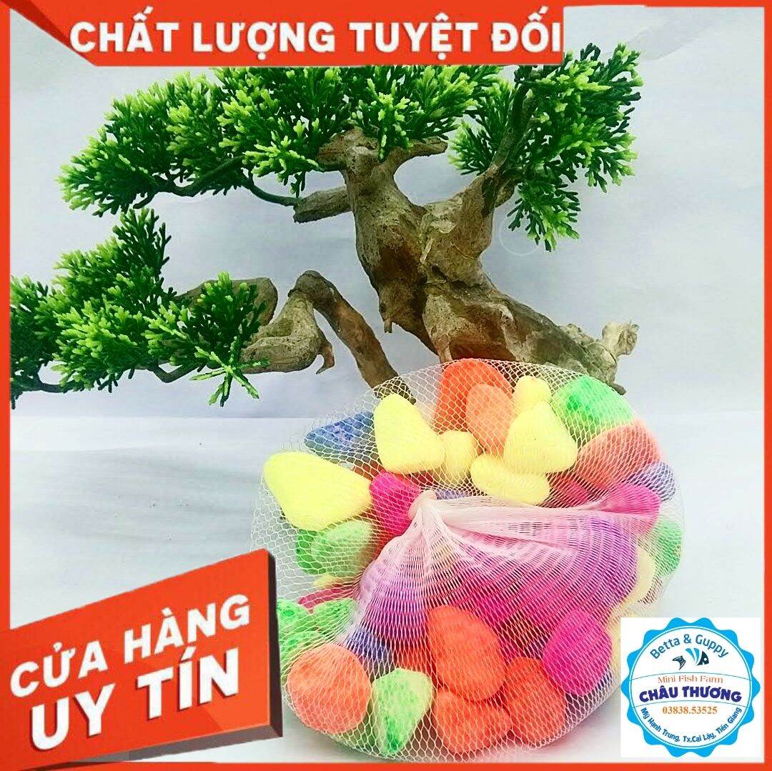 Đá trang trí, đá trãi nền hồ cá, chậu cây nhiều màu sắc