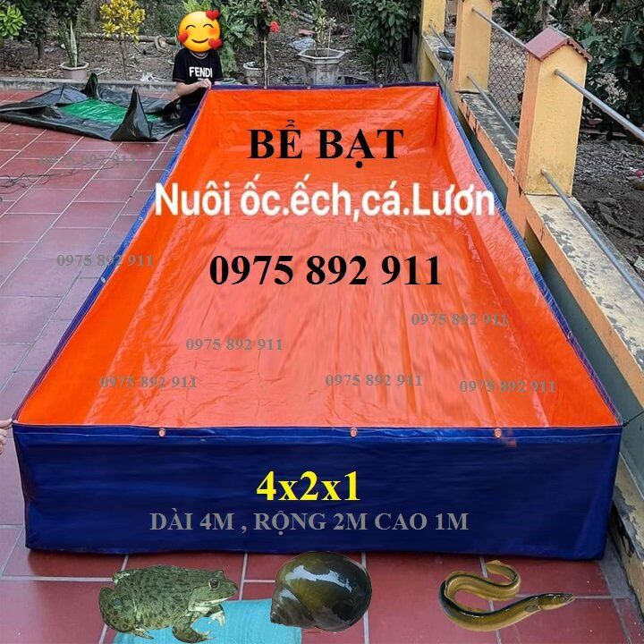 Bể bạt nuôi ốc ếch cá - xanh cam