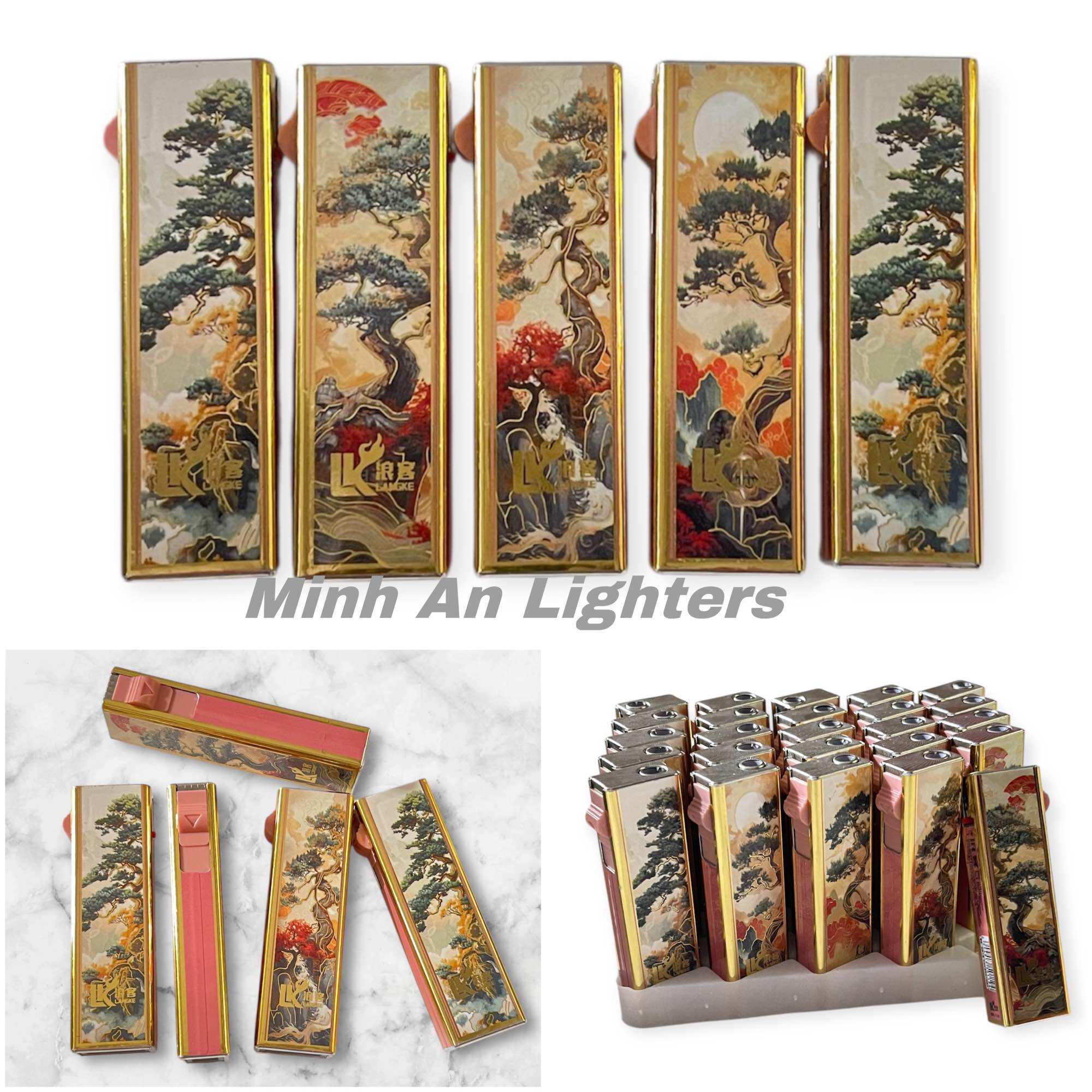  5 cái Hột Quẹt Bật lửa khò Tranh Mộc Cổ Tùng Vân Chi Mộng Bật nhẹ nạp lại được nhỏ gọn dễ mang theo 