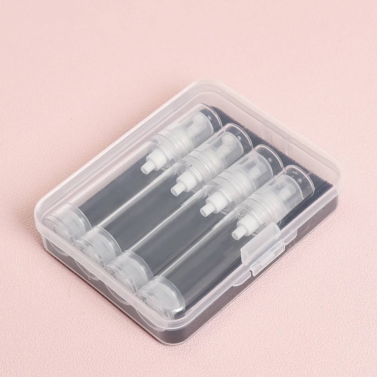 4Pcs 10ML Clear Empty Refillable Airless Vacuum Pump Cream Lotion and Spray Portable Bottle Set Sample Packing for Toiletries