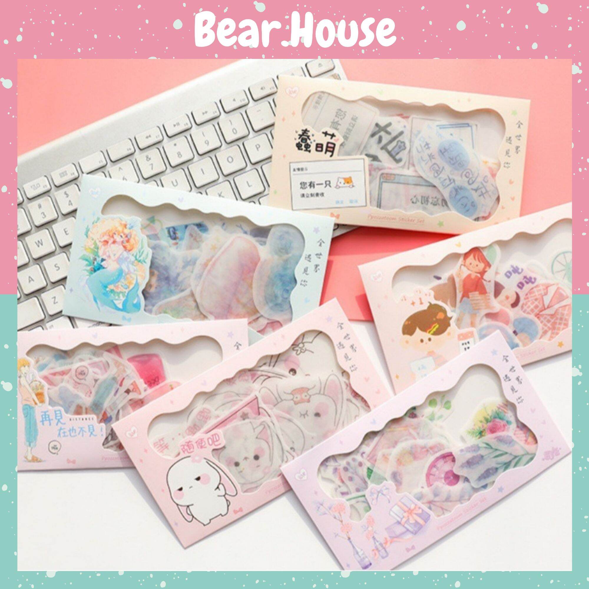 Túi 40 miếng sticker hình dán trang trí sổ, làm thiệp bear.house