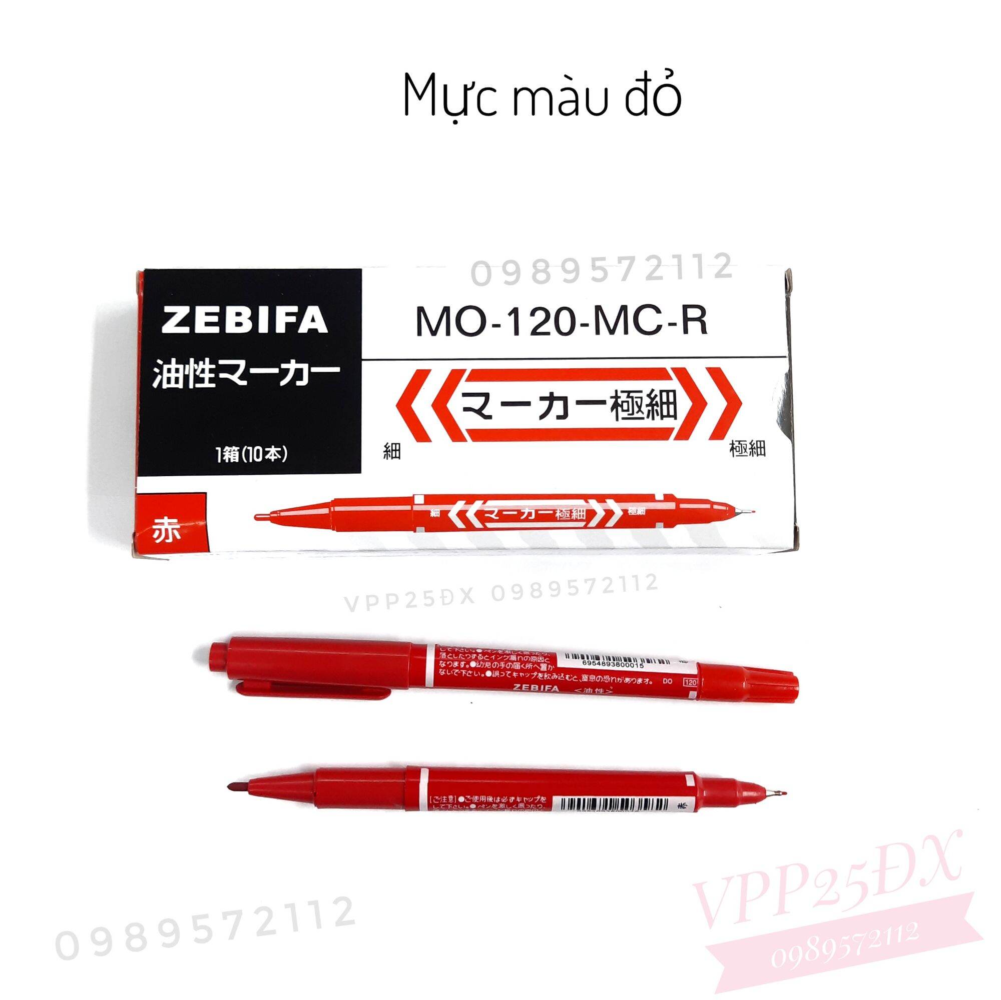 (10 cái) Bút dạ kính,Bút lông dầu 2 đầu nhỏ Zebifa Mo 120 (loại rẻ)