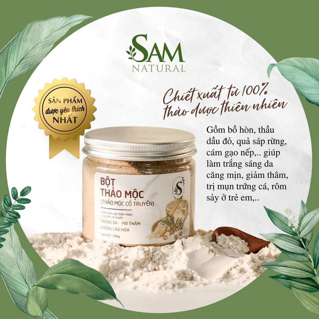 Bột Thảo Mộc Cổ Truyền làm đều màu da, mờ thâm sạm, dưỡng sáng da