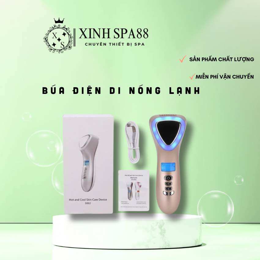 Máy điện di, búa nóng lạnh điện di rυng mɑssage mặt hot - cool d002 tam giac - spa88