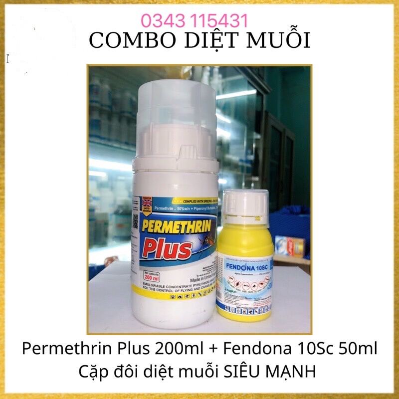 Combo 2 chai diệt muỗi : PERMETHRIN PLUS 200ml + FENDONA 10Sc 50ml