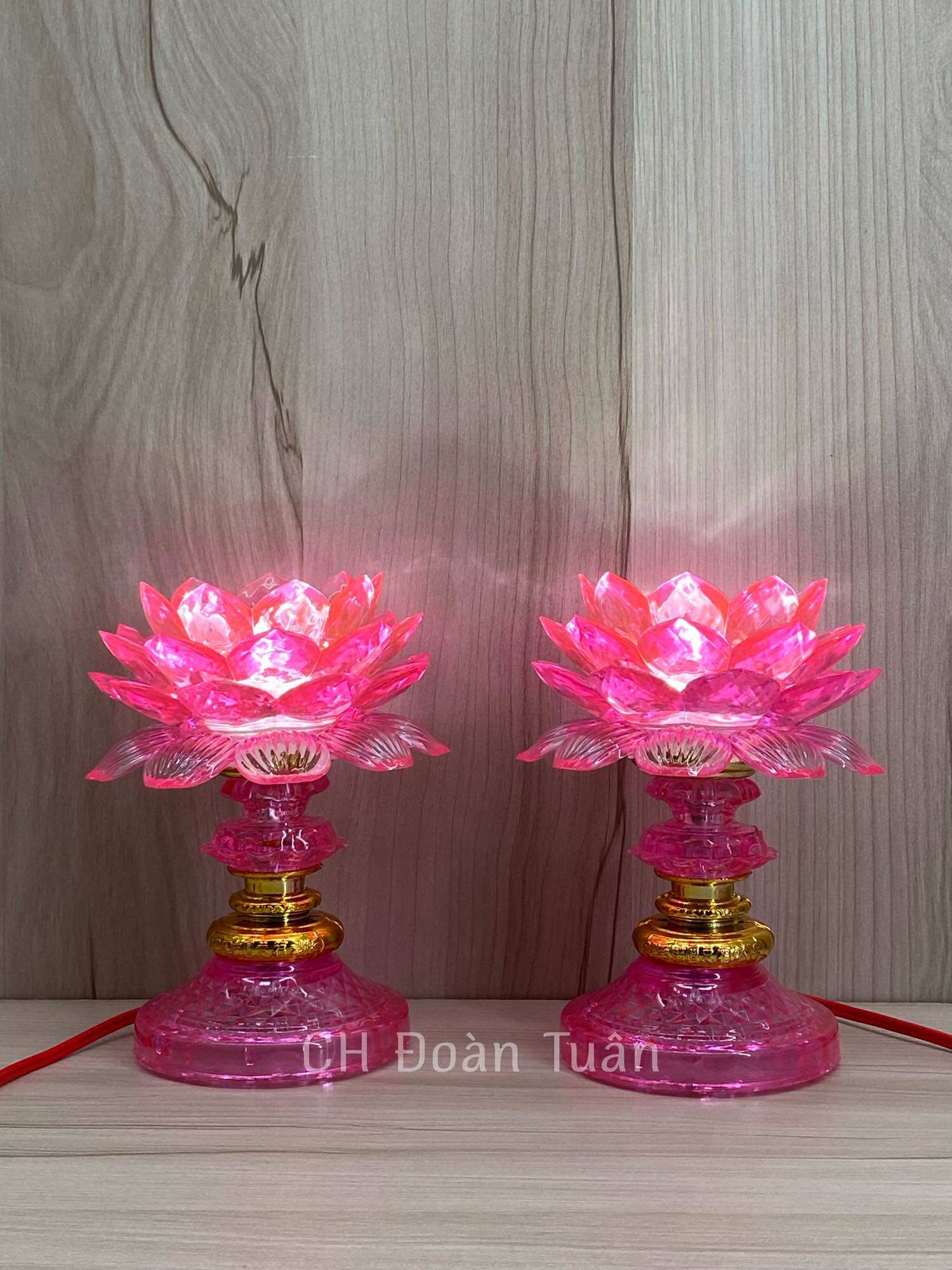 MỘT ĐÔI ĐÈN THỜ HOA SEN ĐỔI MÀU LM01,LM02,LM03