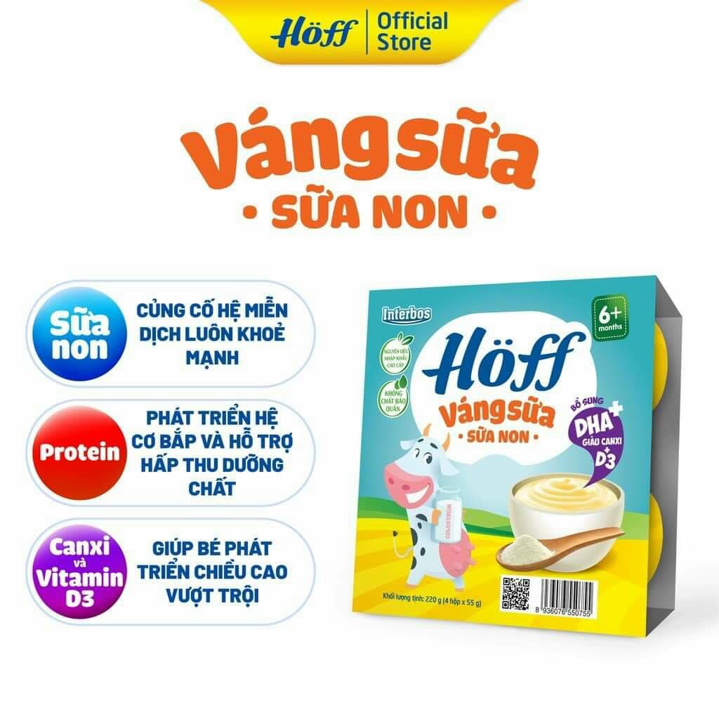 Váng sữa và sữa chua ăn Hoff (lốc 4 hộp x 55g) (date mới)
