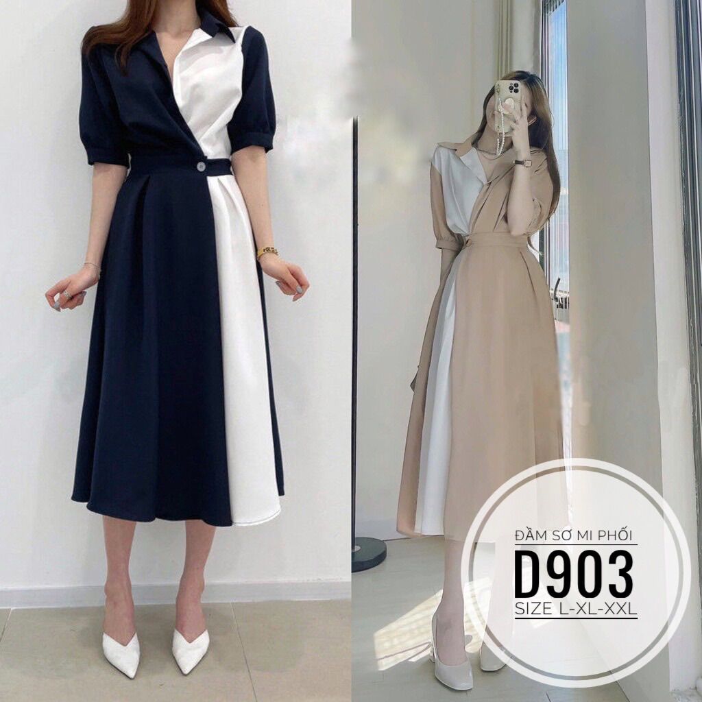 60-90kg Bigsize ĐẦM SƠ MI PHỐI THIẾT KẾ D903