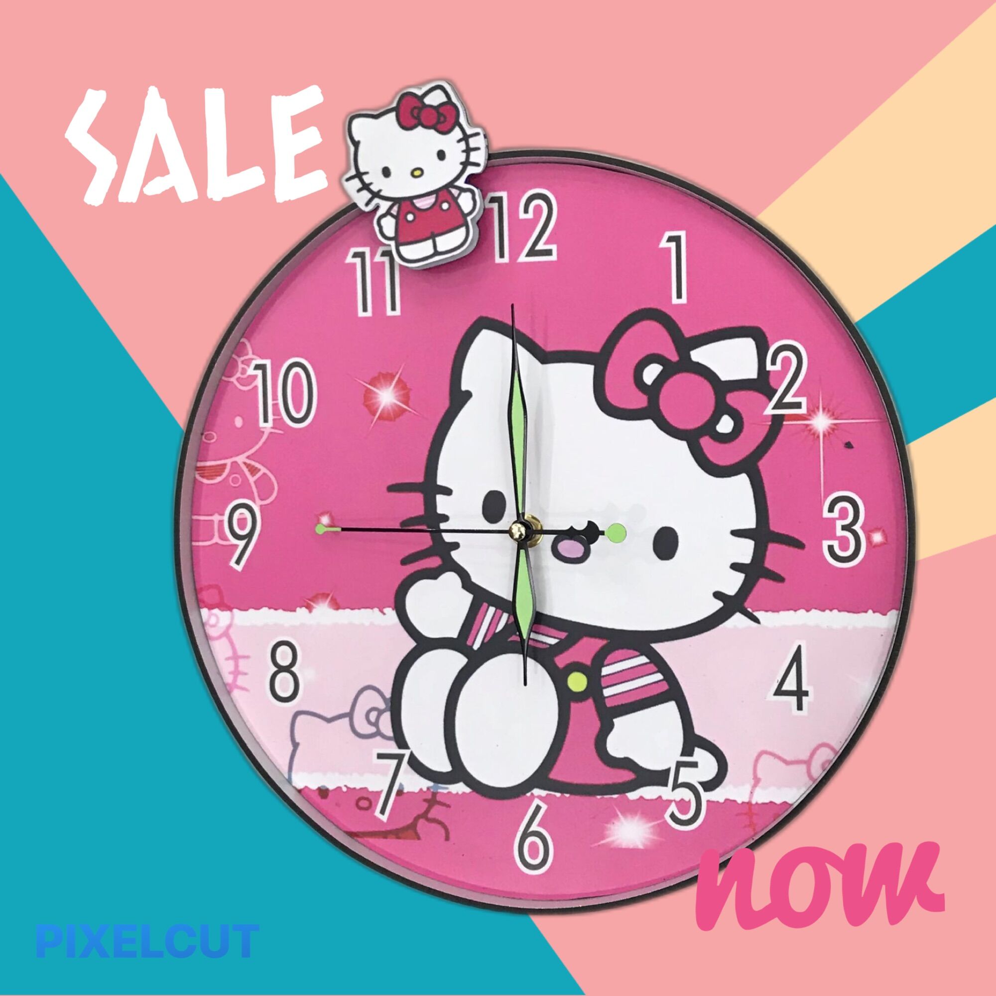 ĐỒNG HỒ treo tường trang trí cho bé gái - mẫu HELLO KITTY 30 cm