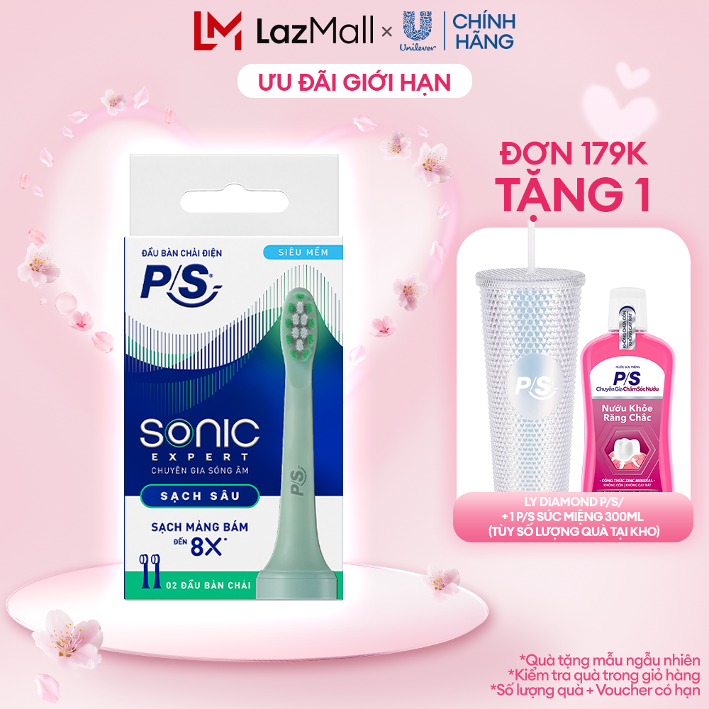 Bộ 2 đầu bàn chải điện P/S Sonic Expert - Sạch Sâu Màu Xanh