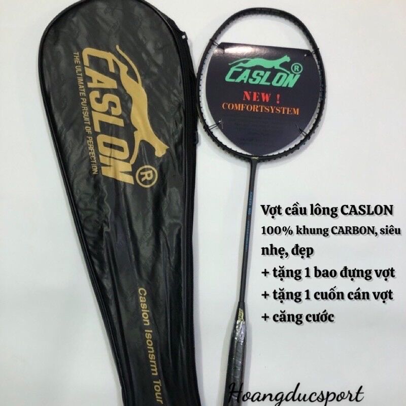 1 vợt cầu lông CASLON khung cacbon siêu bền (tặng căng cước, cuốn cán và bao đựng vợt )