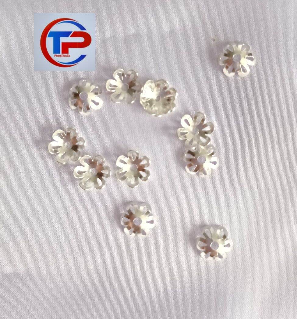 Charm ốp hoa bạc bọc hạt đá 6li 8li bạc 925 vĩnh viễn bảo hành