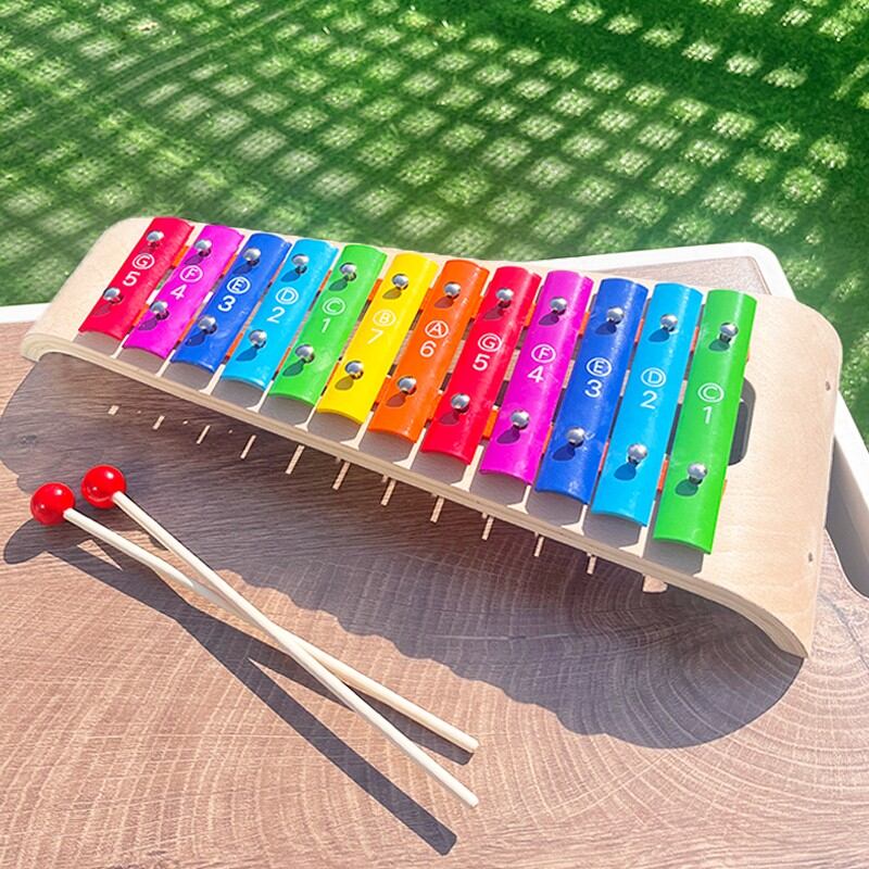 Bóng gỗ đồ chơi nhạc cụ cho bé và bé 8 tháng tuổi 2 trong 1 đồ chơi âm nhạc giáo dục đàn piano