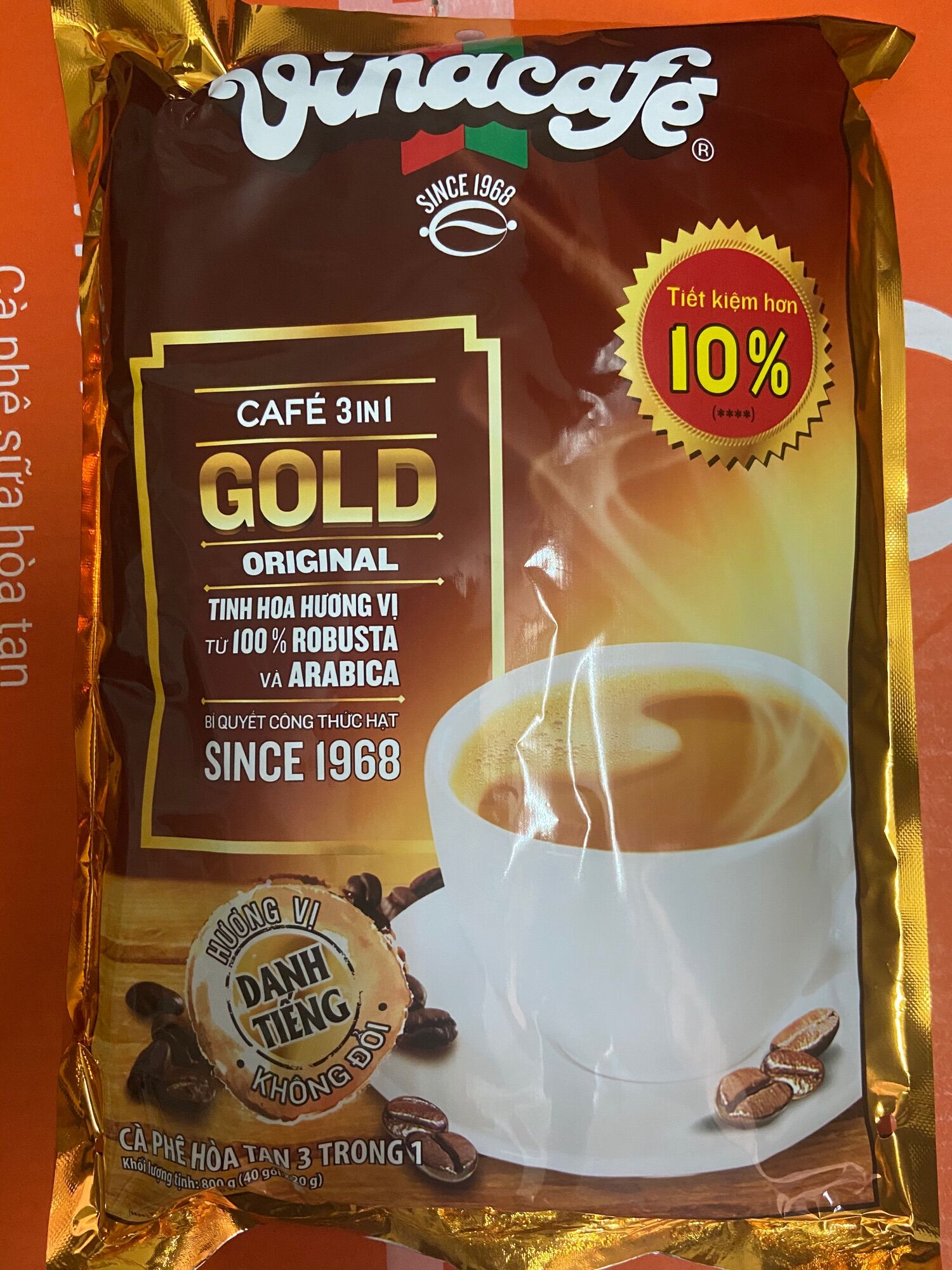 Cà phê sữa vinacafe gold 800g - bịch 40 gói x 20gr