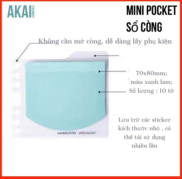 Mini Sticky pocket Kokuyo cho sổ còng Binder Note WSG-RUS41