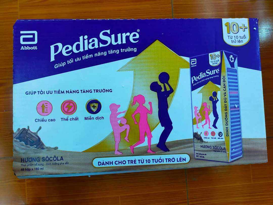 Thùng 48 Hộp Sữa Pediasure socola  180ml  10+ Cho trẻ trên 10 tuổi (Hàng Mẫu A, Khuyến Mại)