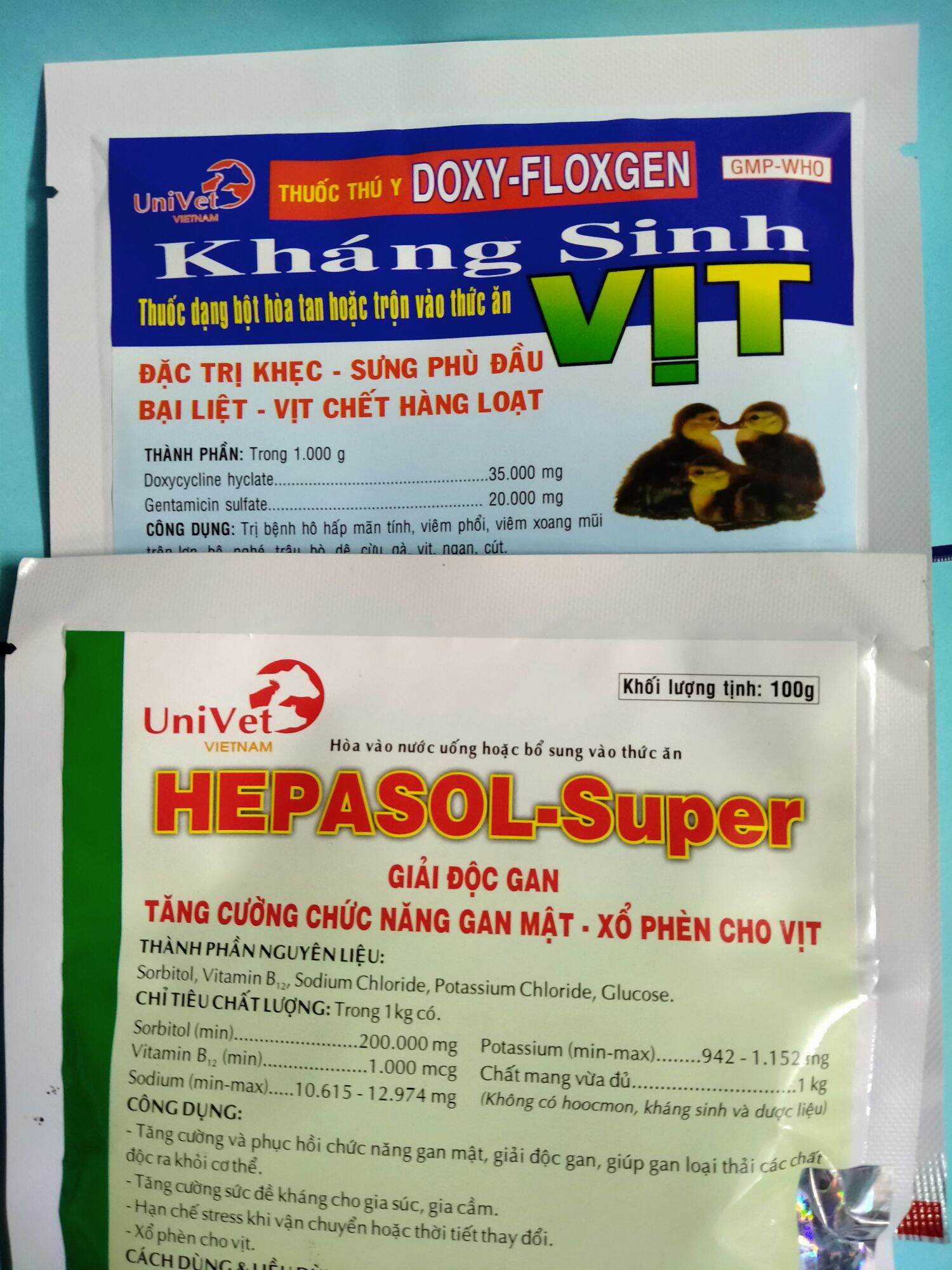 gà vịt sưng phù đầu, chết nhanh,khẹc suốt ngày- kháng sinh vịt 100g