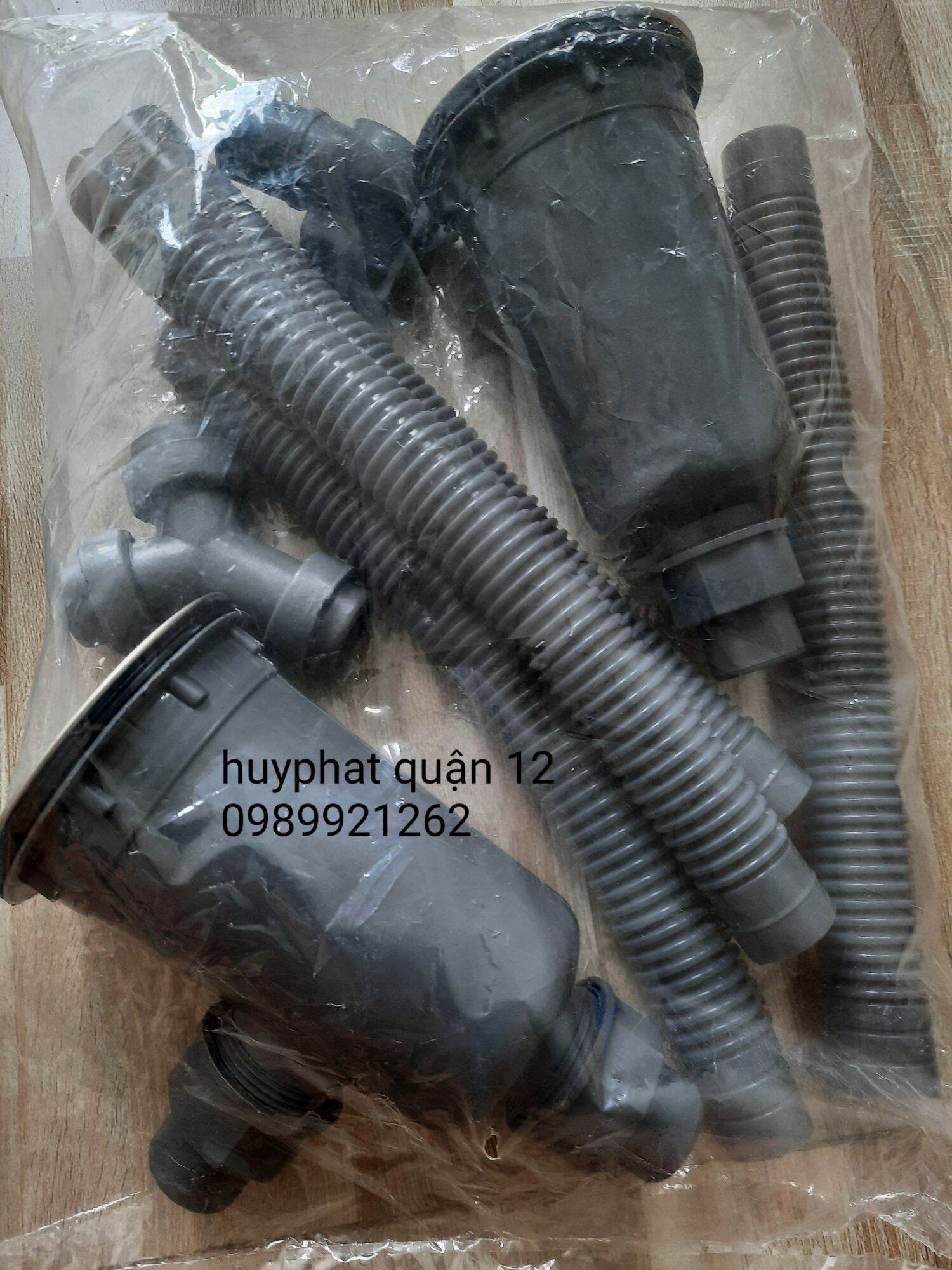 Bộ xả chậu rửa chén đôi 2 ngăn có ống chống tràn, ly lọc rác
