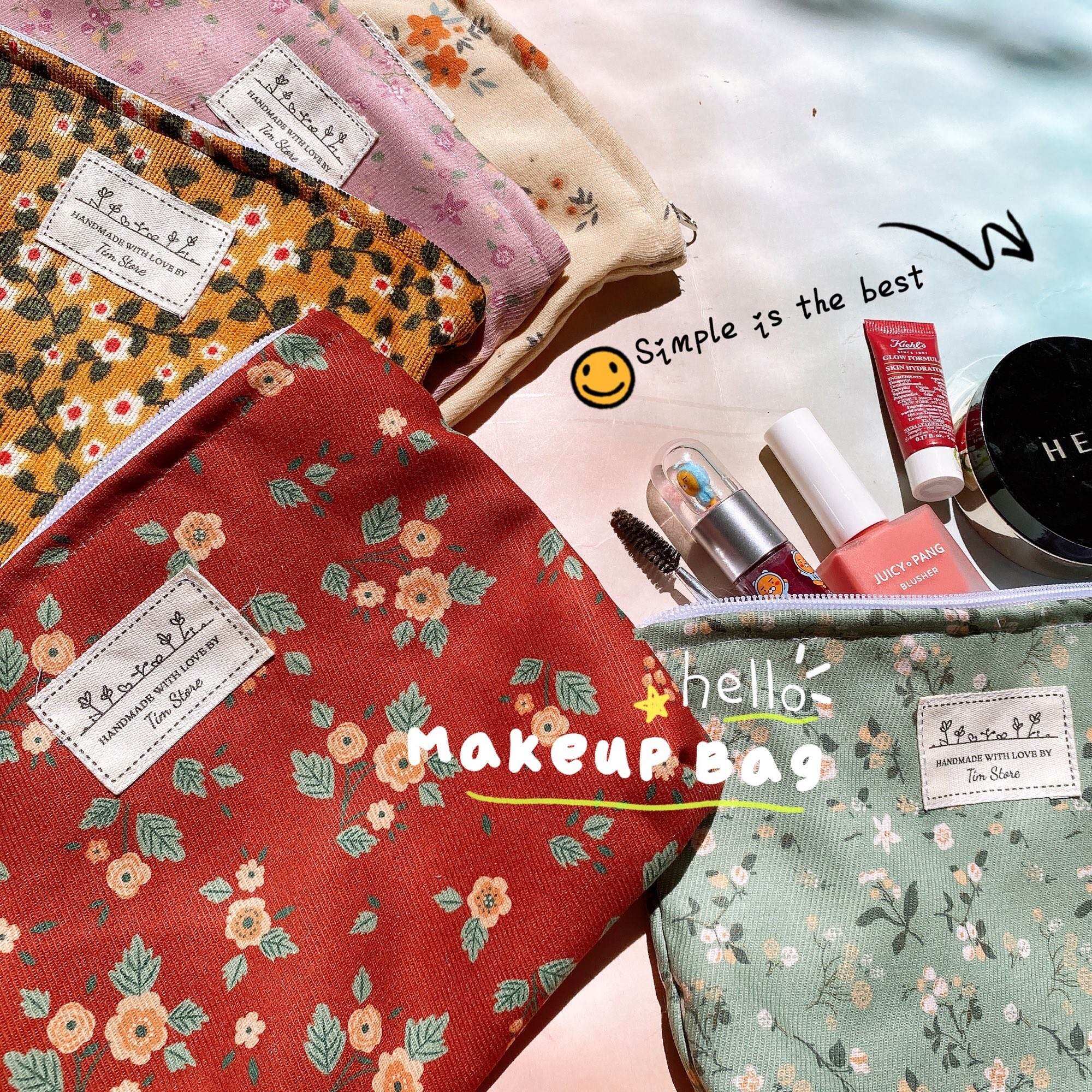 TÚI HANDMADE HOA ĐỰNG ĐỒ CÁ NHÂN, MỸ PHẨM, BÓP BÚT VIẾT XINH XẮN THỜI TRANG