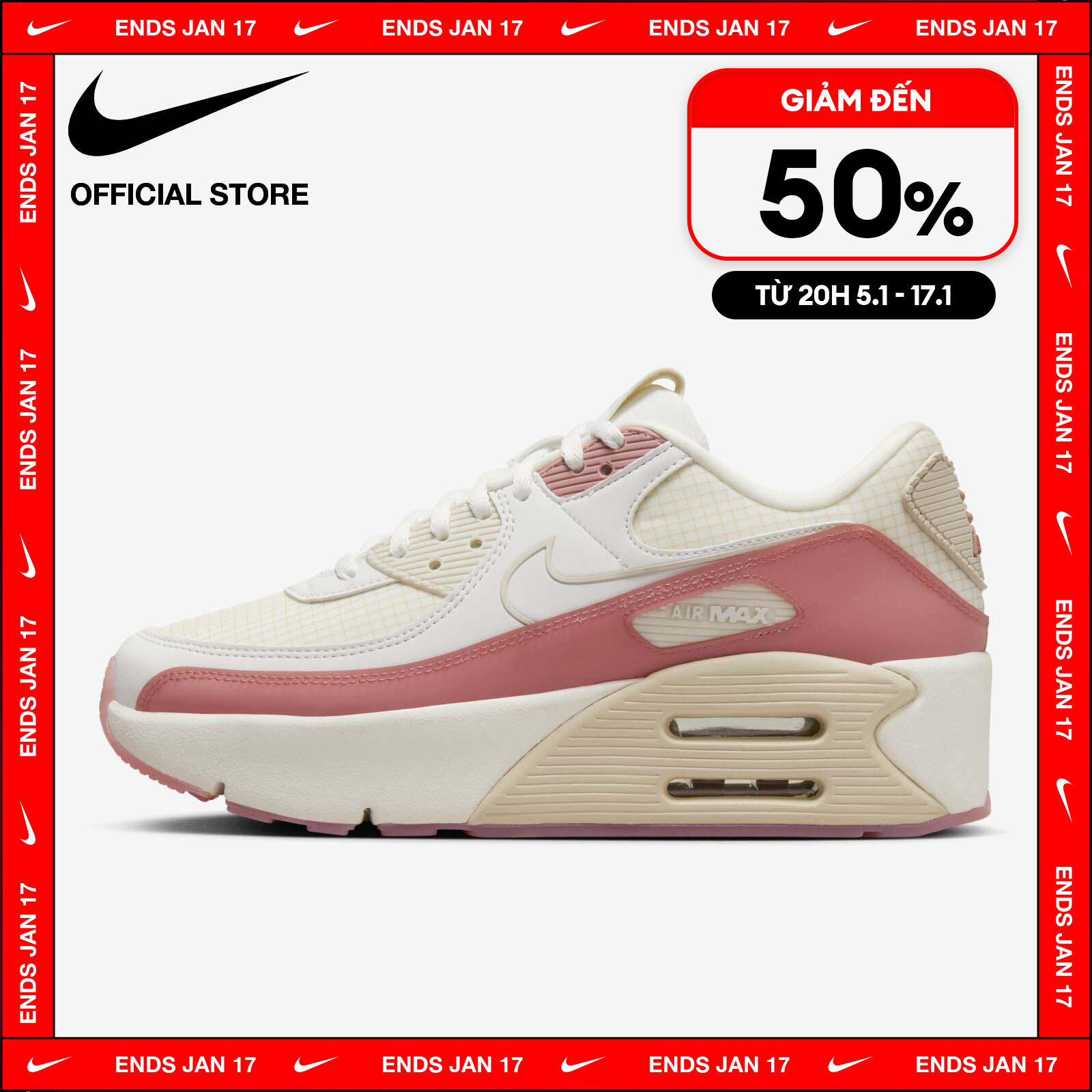 [TỪ 15-17.1 I VOUCHER 20%] Giày Thể Thao Nike Women's Air Max 90 LV8 Shoes - Sail