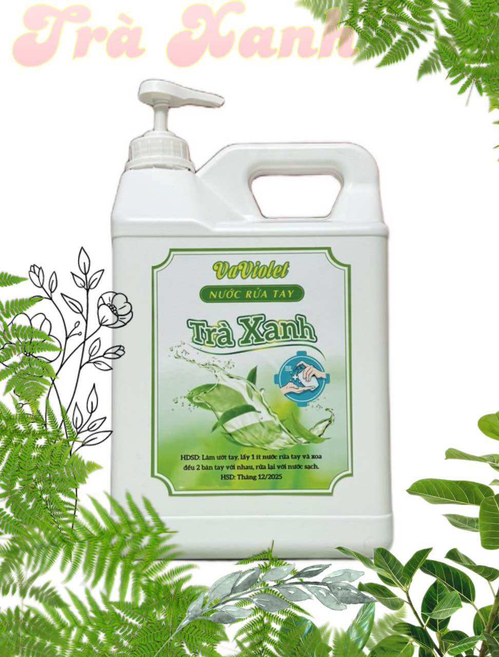Can 5lit nước rửa tay trà xanh