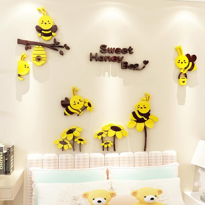 Tranh mica dán tường 3d, giấy dán tường acrylic, tranh mica 3d, tranh mica dán tường, mica dán tường, mica dán tường 3d,ong vàng