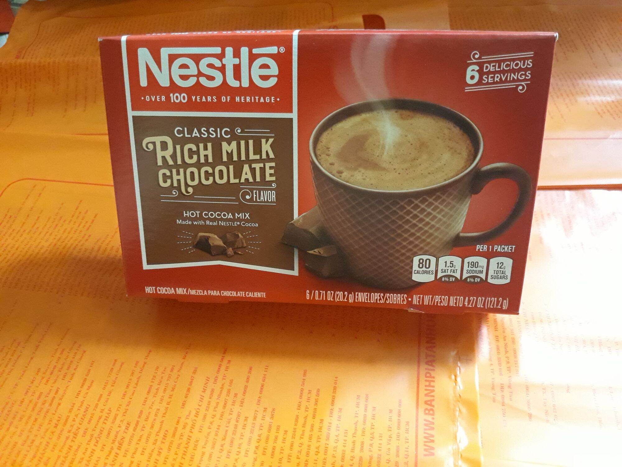 Thức uống dinh dưỡng ca cao nóng nestle hot cocoa mix . trọng lượng 121,2g hiệu nestle . hàng nhập khẩu từ mỹ