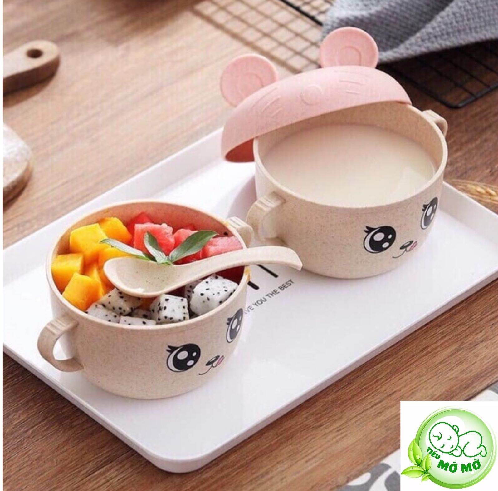 Bát lúa mạch có nắp + thìa