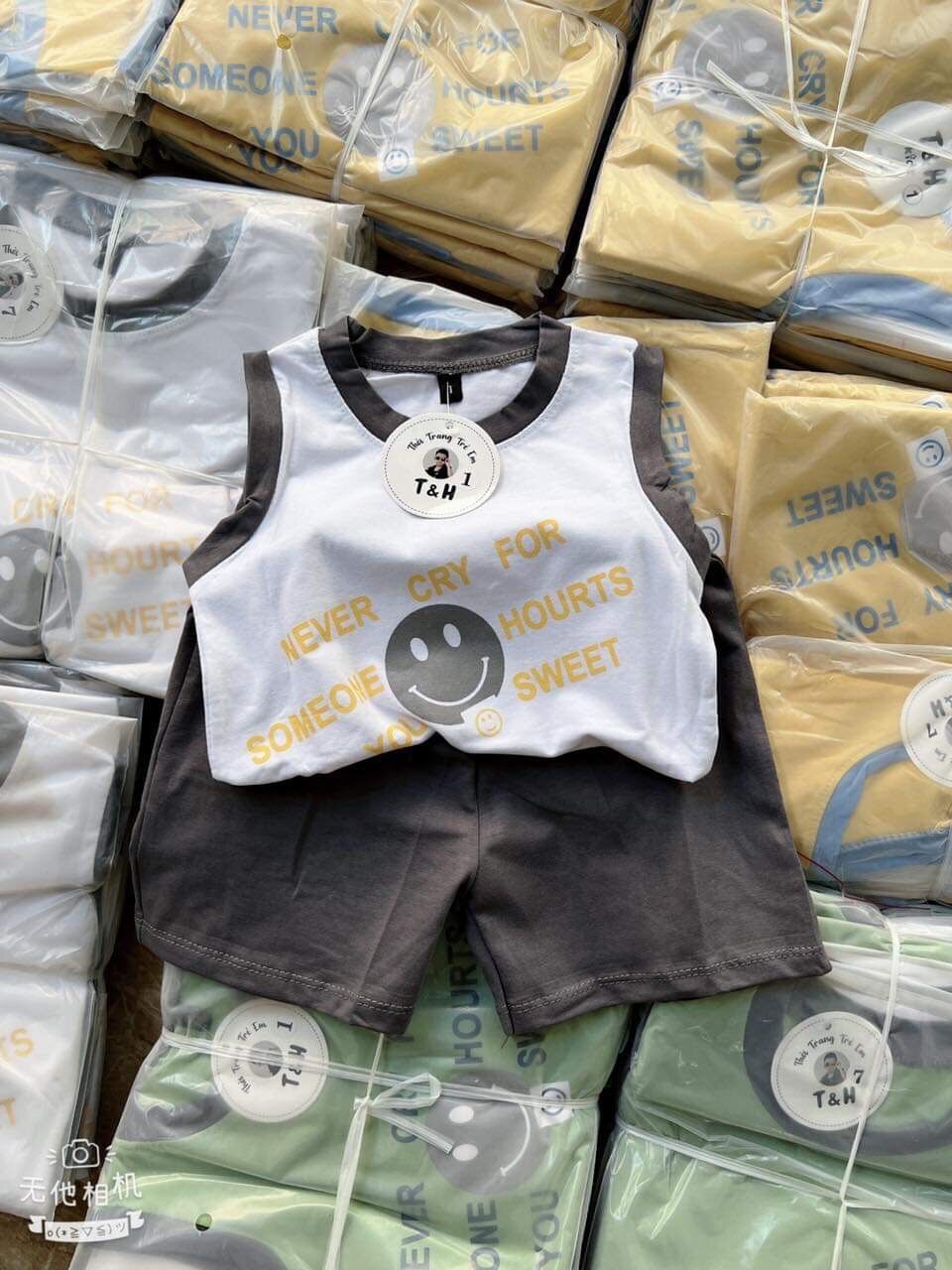 Set bộ áo icon chữ cotton cho bé trai
