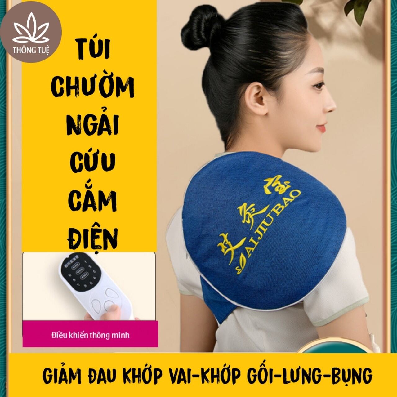 Túi Chườm Ấm Ngải Cứu - Giảm Đau Vai, Lưng, Bụng, Gối - Cắm Điện