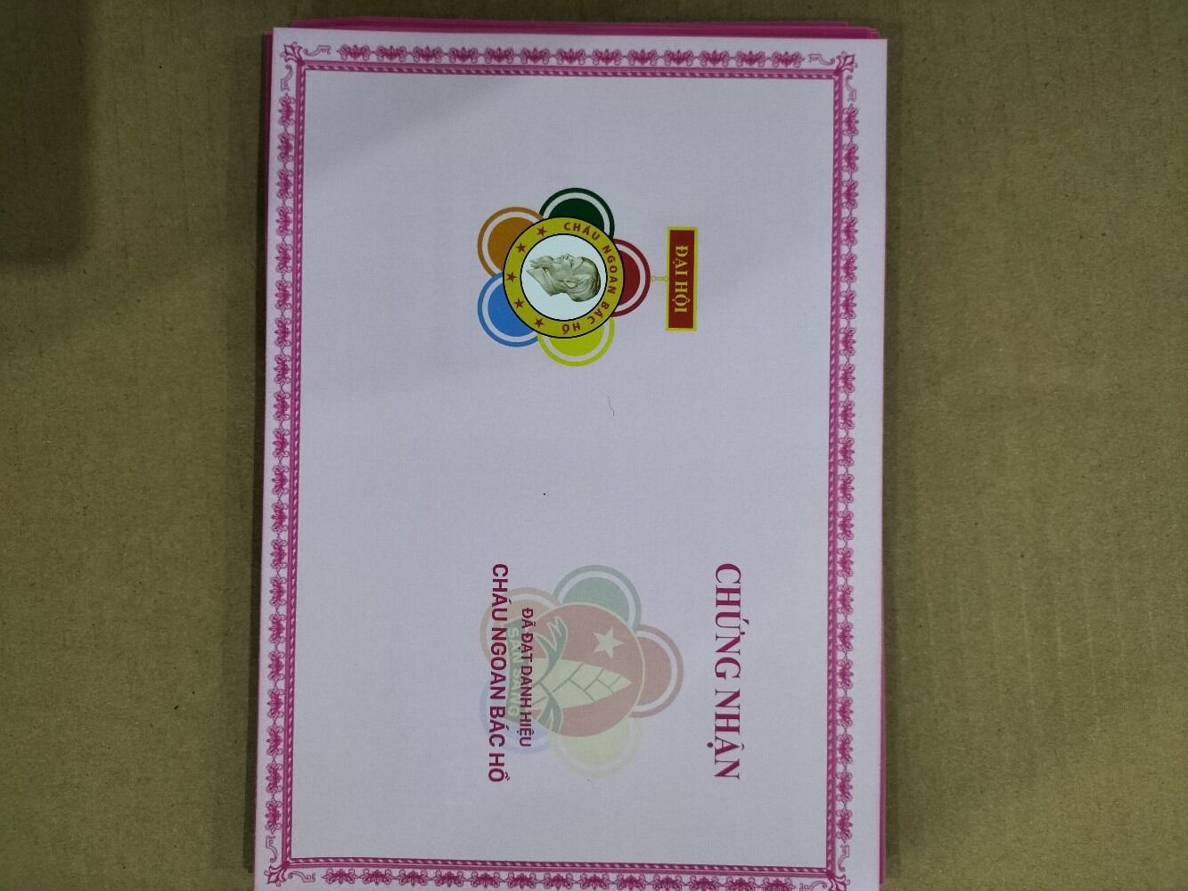 Chứng nhận cháu ngoan bác hồ (100 tờ)