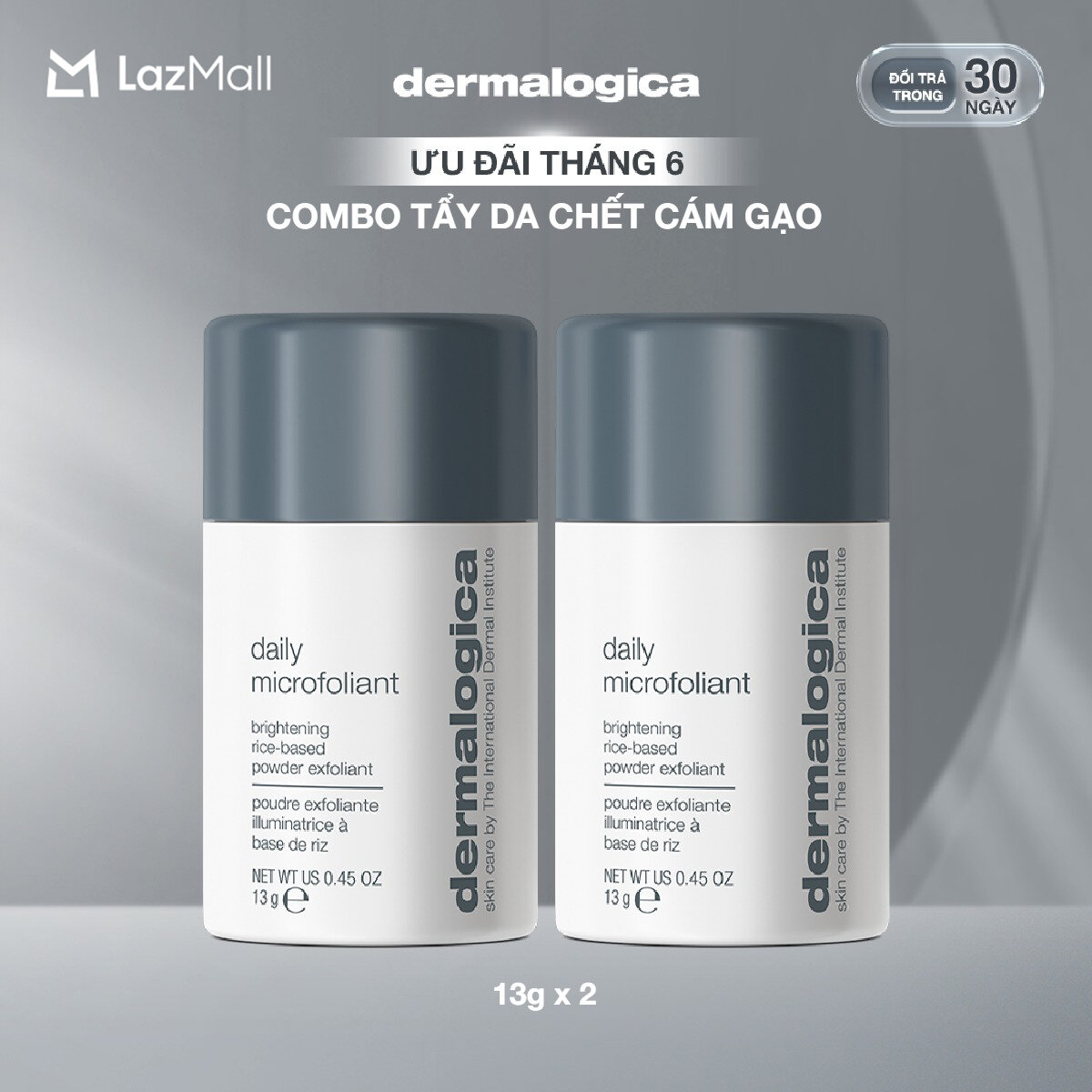 Combo 2 Tẩy tế bào chết cám gạo Dermaloigca Daily Microfoliant 13g