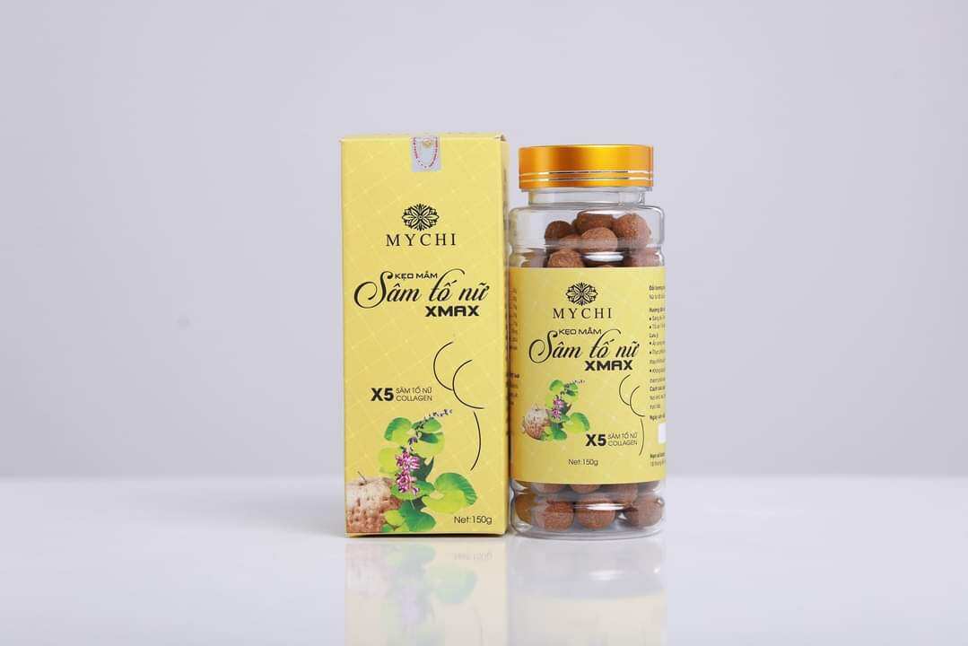 Kẹo mầm sâm tố nữ Xmax Mychi (mua 4 hộp tặng 1 tặng kèm dây đo)