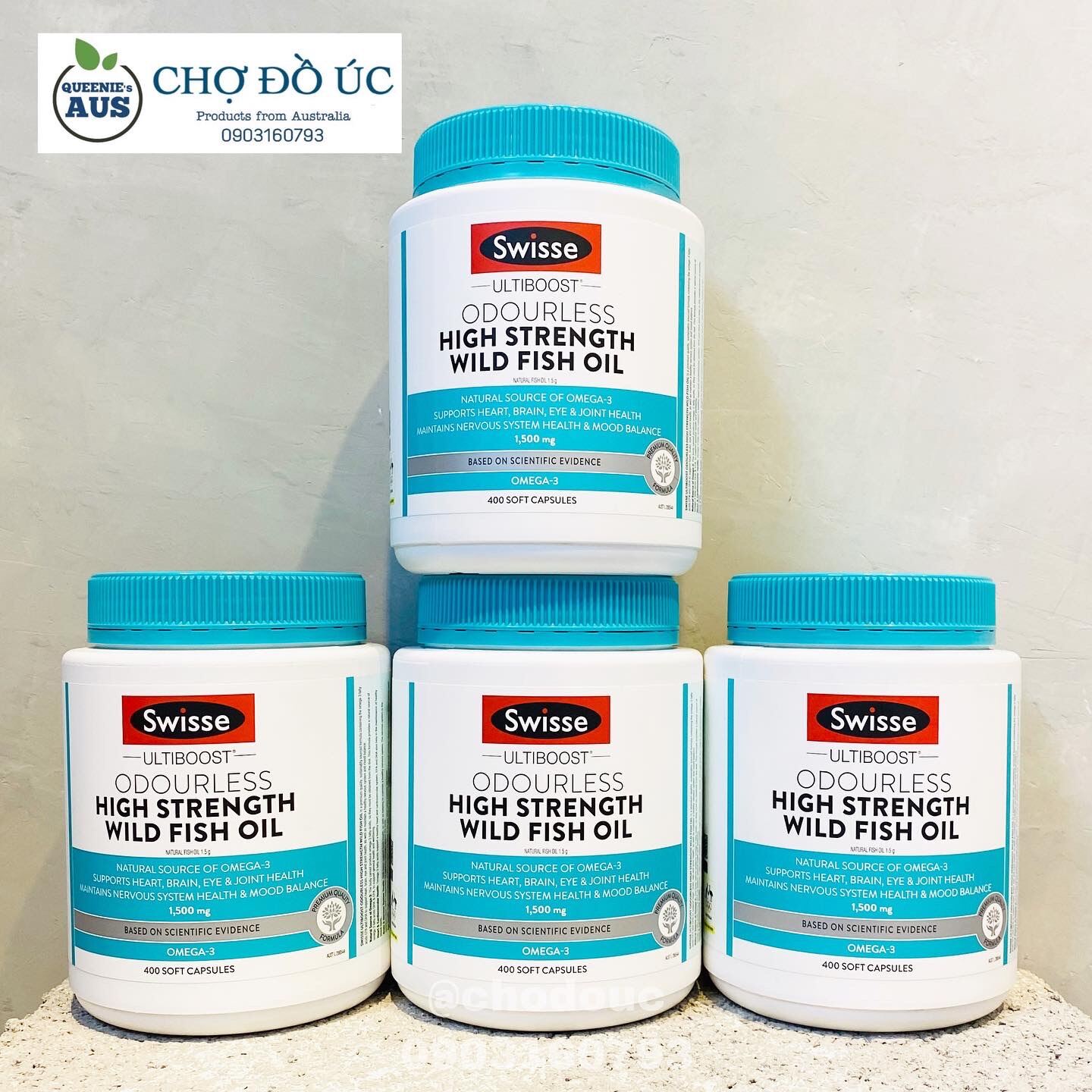 [Hcm]Dầu Cá Đại Dương Không Mùi Swisse Odourless High Strength Wild Fish Oil 1500Mg - Hộp 400 Viên Nhập Úc ????