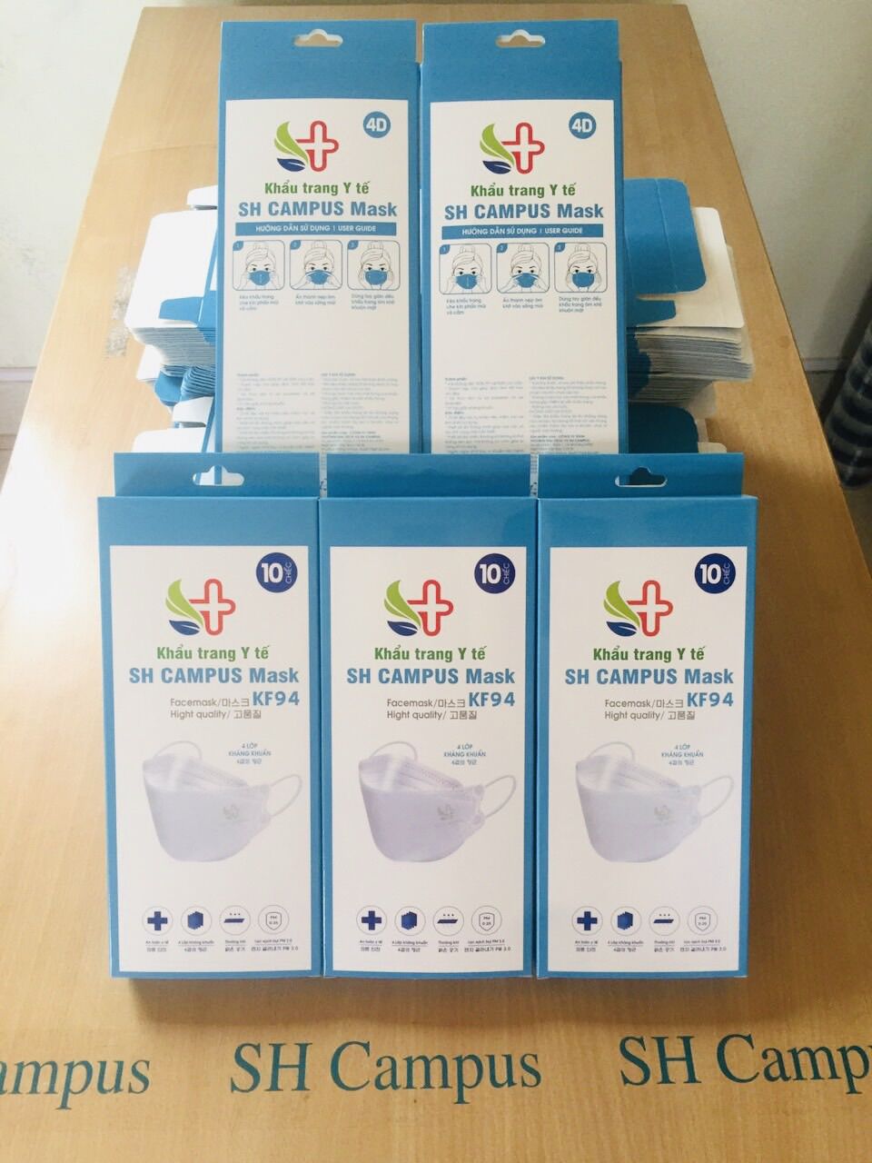 5 hộp (50 cái) khẩu trang KF94 SH Campus {xám} {xanh dương}