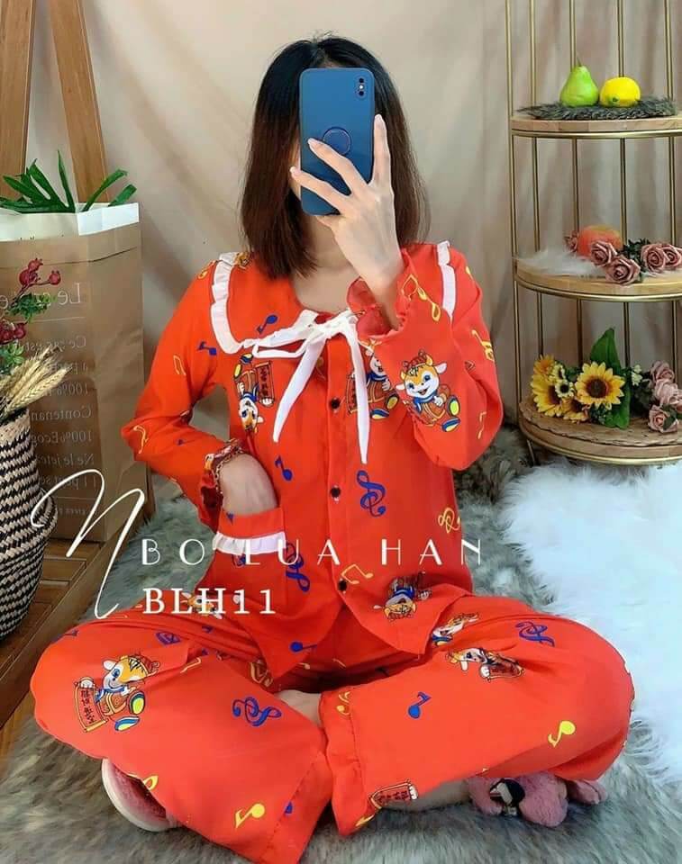 Đồ bộ tiểu thư lụa hàn châu mặc nhà dễ thương - m16