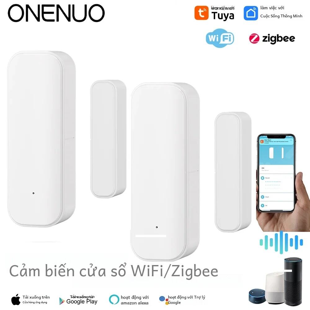 Tuya Wifi Zigbee Cảm Biến Cửa Sổ Thông Minh Điều Khiển Bằng Giọng Nói Tương Thích Với Alexa Google Home Chạy Bằng Pin Báo Động An Ninh Gia Đình