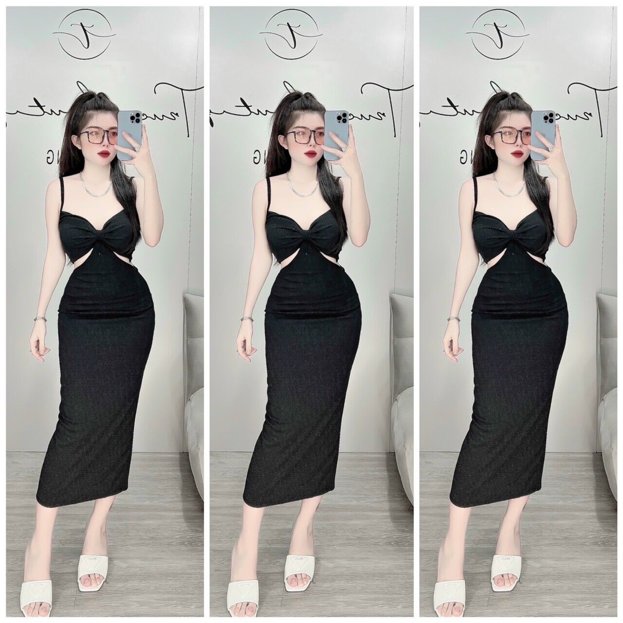 Đầm body hai dây khoét eo siêu hot