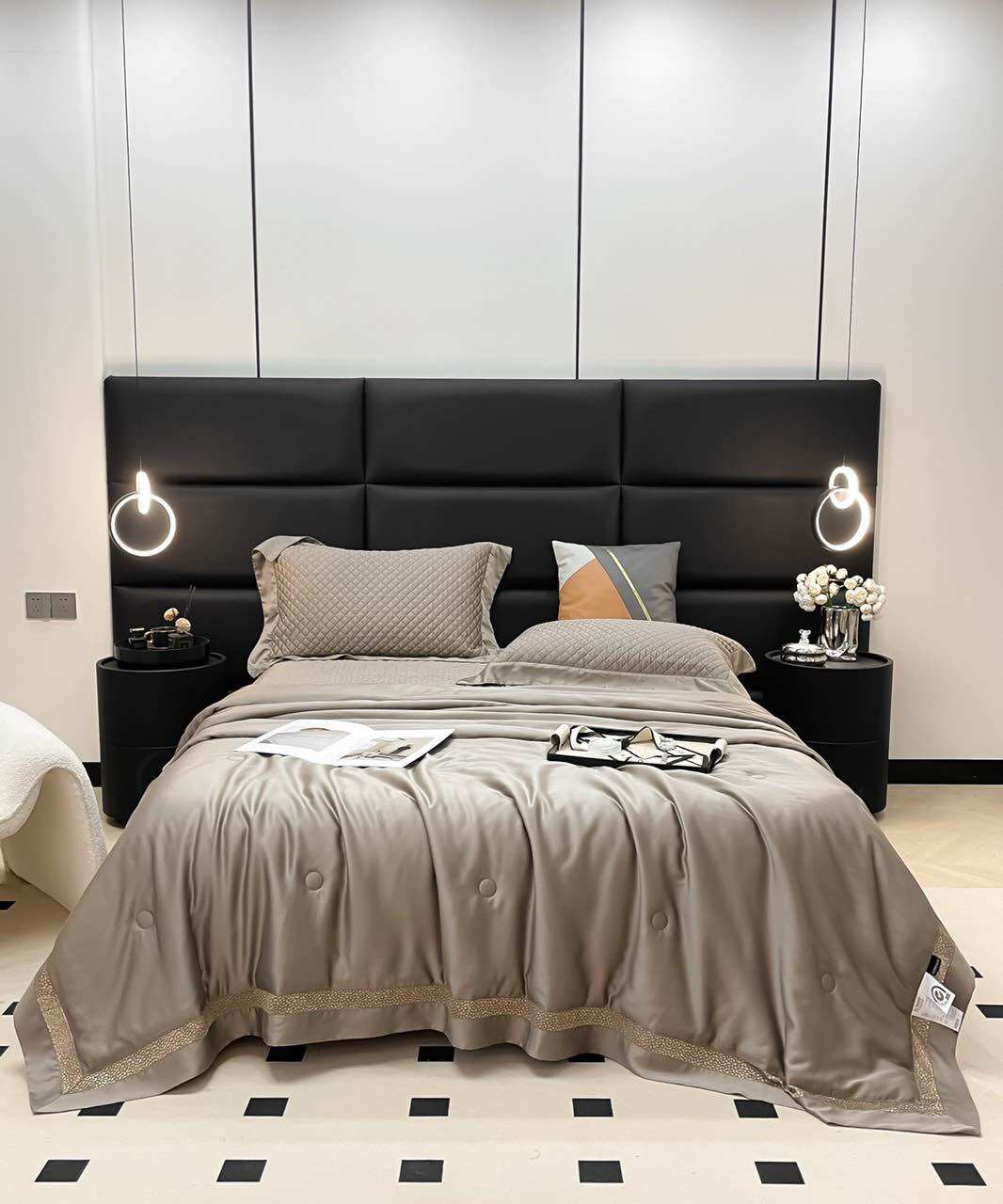 (LUXURY) SET CHĂN HÈ GA CHẦN CHUN LỤA TENCEL MODAL 4 MÓN NHẬP KHẨU CAO CẤP