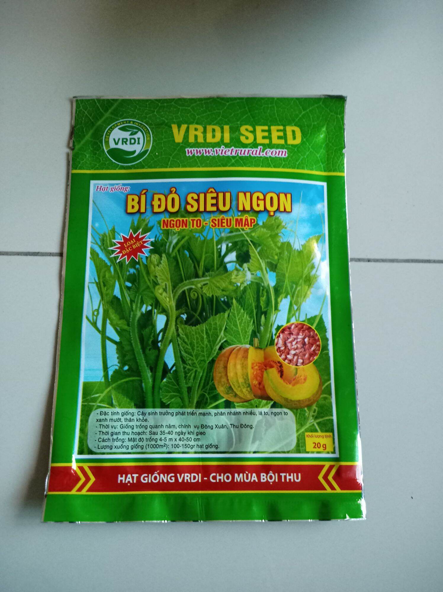 Hạt giống bí đỏ siêu ngọn gói 20gr