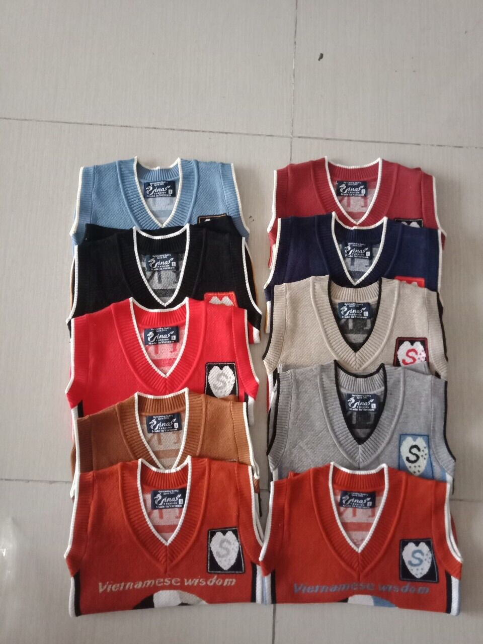 Áo len gile bé trai 1-7 tuổi