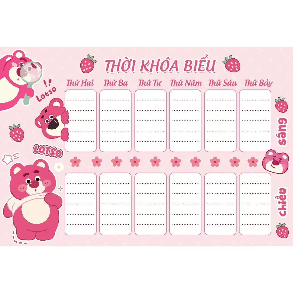 thời khóa biểu khổ A4,