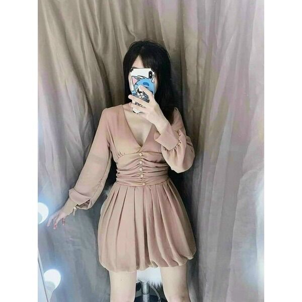 55-90kg Bigsize ĐẦM CỔ TIM XẾP LY