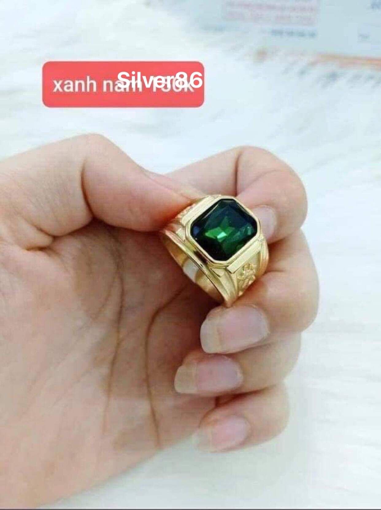 Nhẫn nam mặt đá mạ vàng