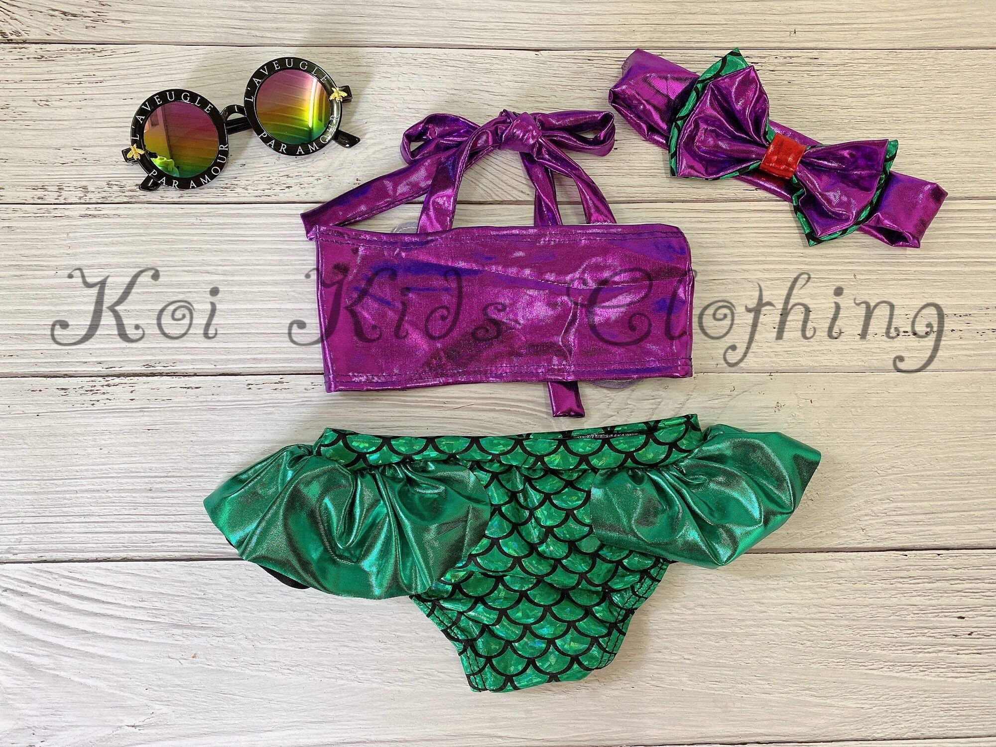 Set đồ bơi bikini nàng tiên cá cho bé gái (3m-5y)