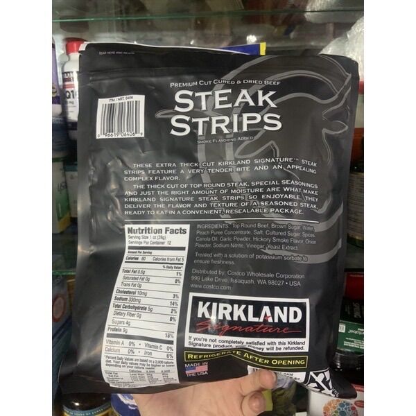 KHÔ BÒ MỸ KIRKLAND STEAK STRIPS EXTRA THICK CUT