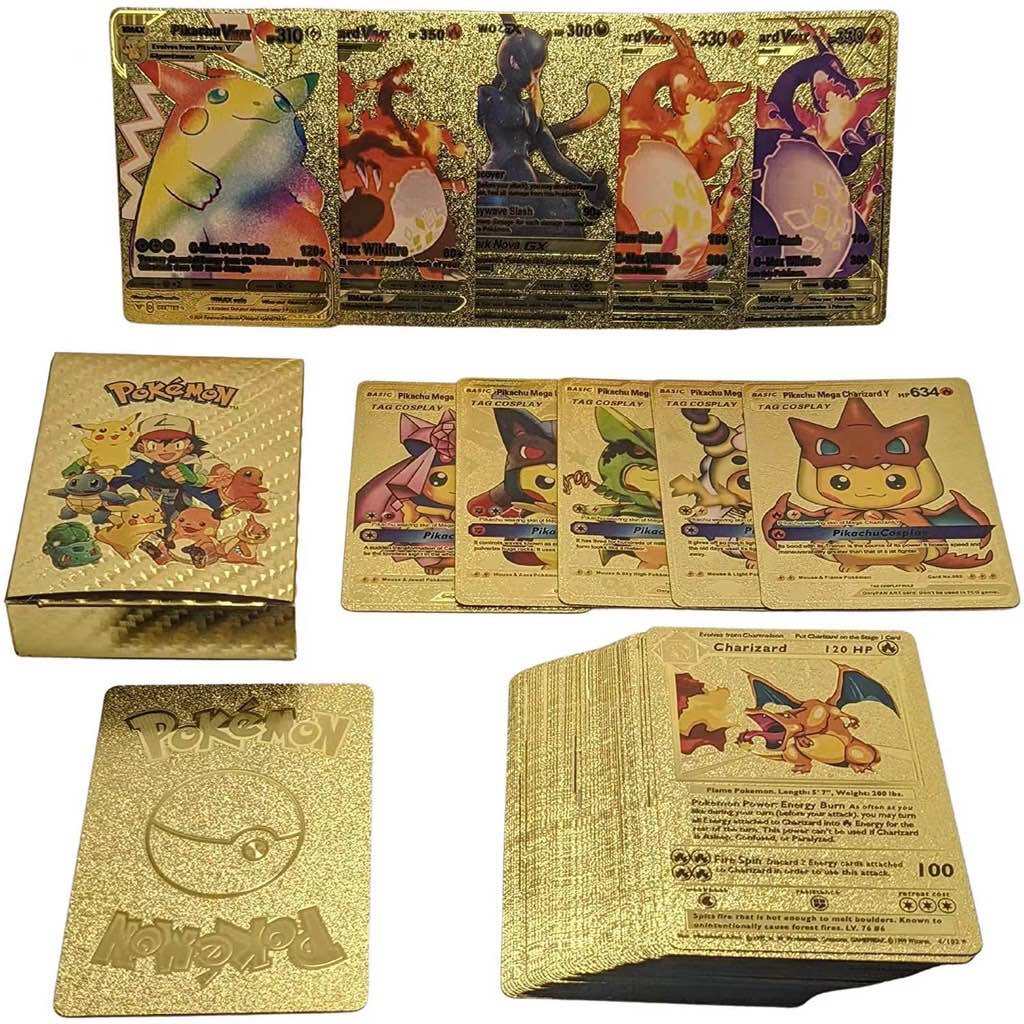 Bộ Thẻ Bài Pokemon Cao Cấp, Mạ Vàng, Mạ Bạc 55, 110, 150 Thẻ, Đồ Chơi Cho Bé, Bộ Sưu Tập Thẻ Bài Mạnh Nhất
