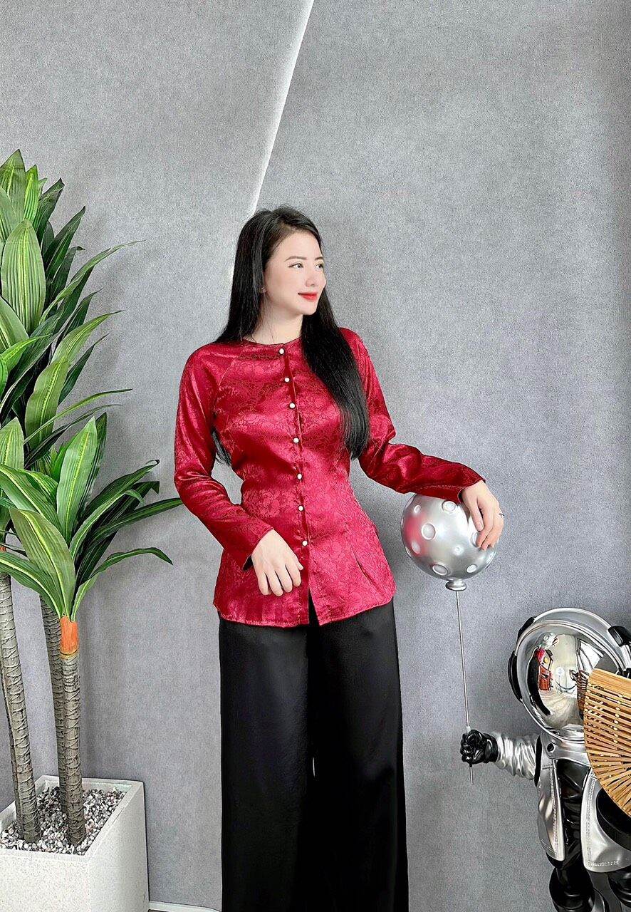Bộ lam đi chùa/ bộ bà ba lụa gấm gài nút đàng hoàng