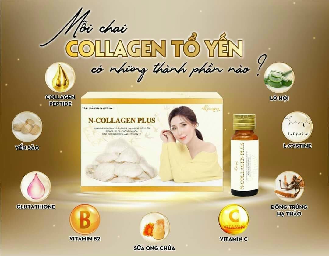 Nước uống collagen tổ yến đông trùng ncolagen chính hãng cty hộp 15 chai
