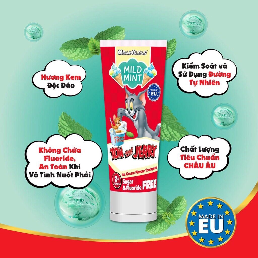 Kem đánh răng trẻ em Oral clean Tom&Jerry 75ml